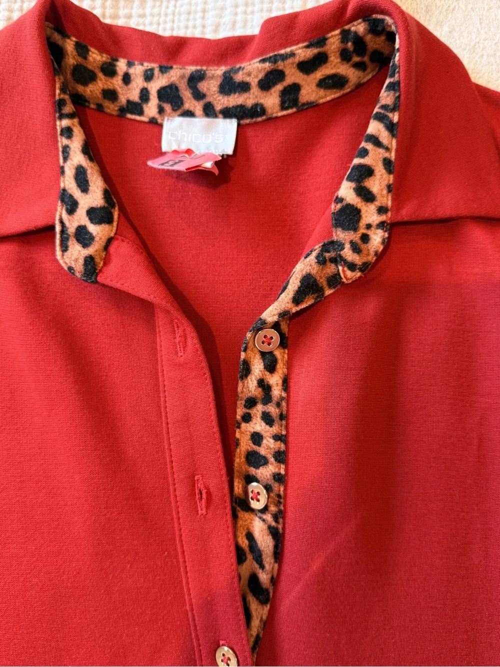 Chico's Polo Dress with Leopard Trim